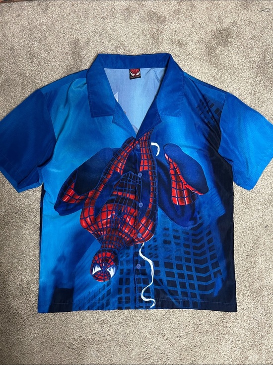Marvel Other - Vintage 2002 Spider Man All Over Print Button Down Shirt